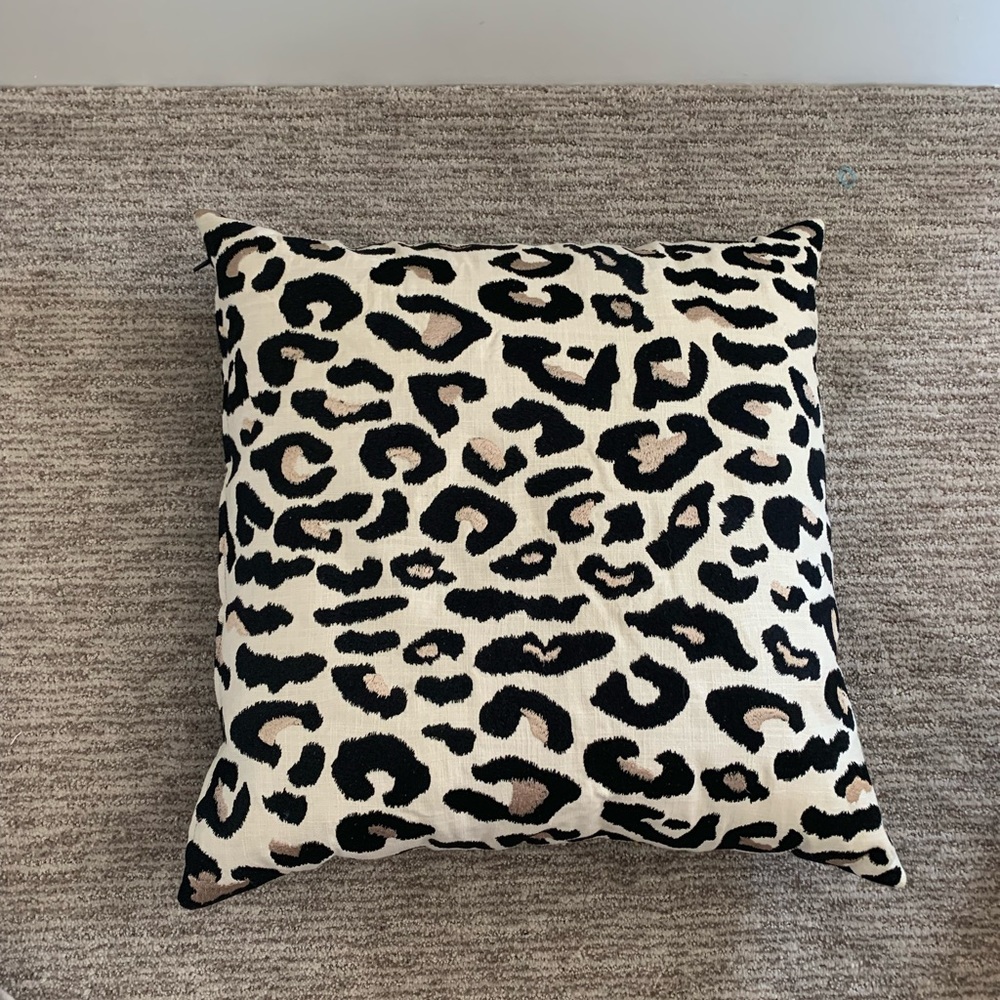 CB2 Leopard-Print Accent Pillow Cover in Black, Cream & Tan